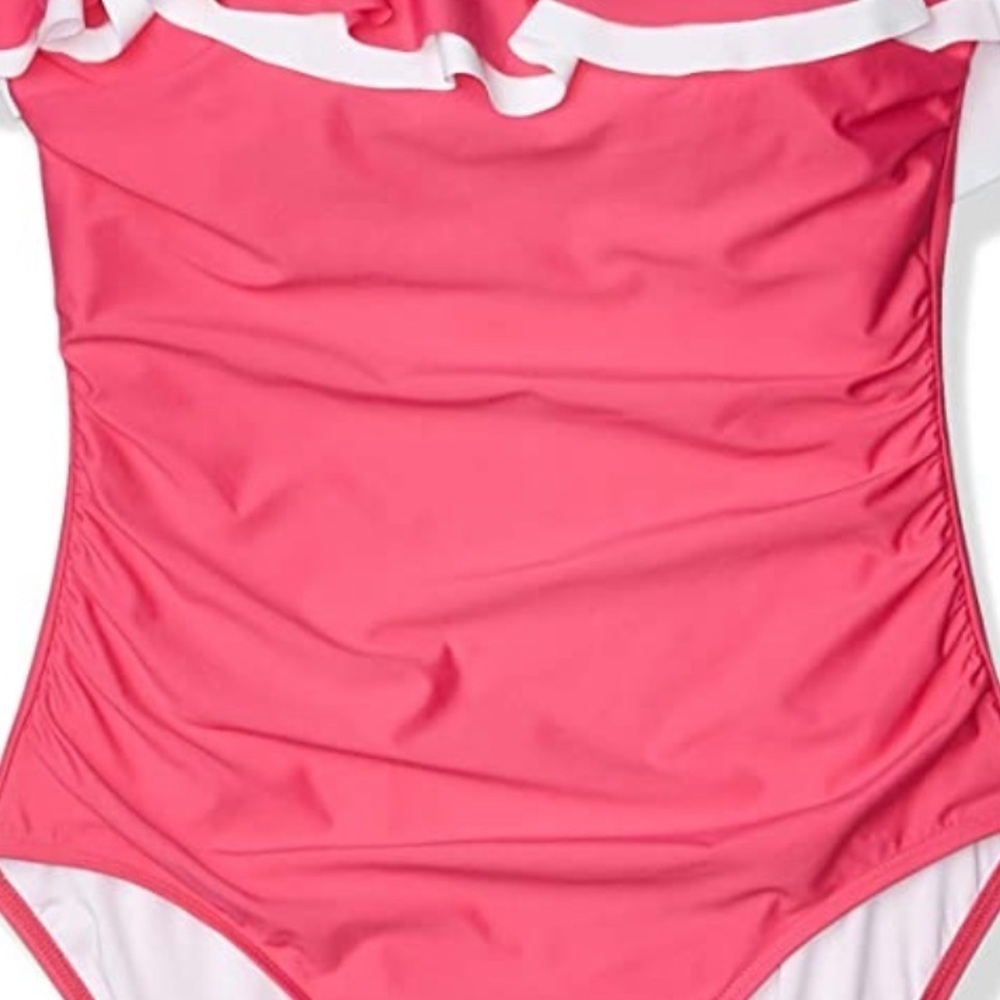 TOMMY Hilfiger Pink White Ruffle 1 Piece Swimsuit - Picture 4 of 10